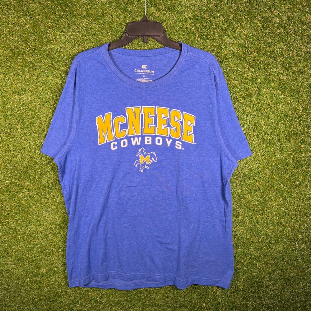 Colosseum McNeese Cowboys Mens XL Blue Graphic‎ T-Shirt NCAA College Football
